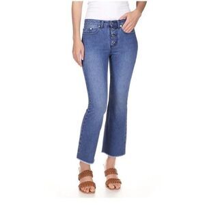 MICHAEL MICHAEL Kors High Rise Flared Frayed-Hem Cropped Jeans, NWT
